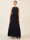APART Chiffonkleid aus leicht körnigem, plissiertem Chiffon | nachtblau