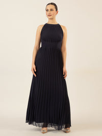 APART Chiffonkleid aus leicht körnigem, plissiertem Chiffon | nachtblau