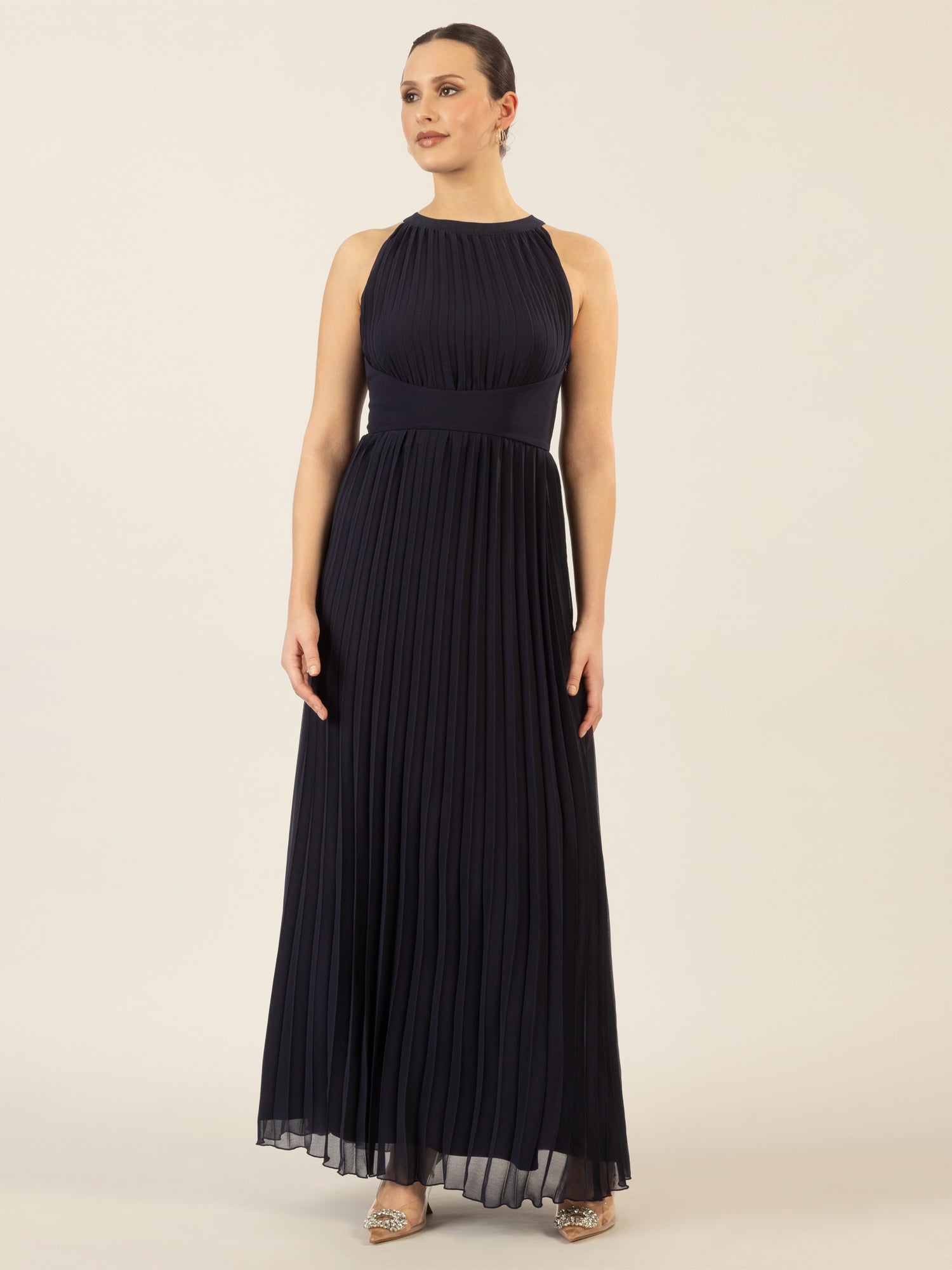 APART Chiffonkleid aus leicht körnigem, plissiertem Chiffon | nachtblau