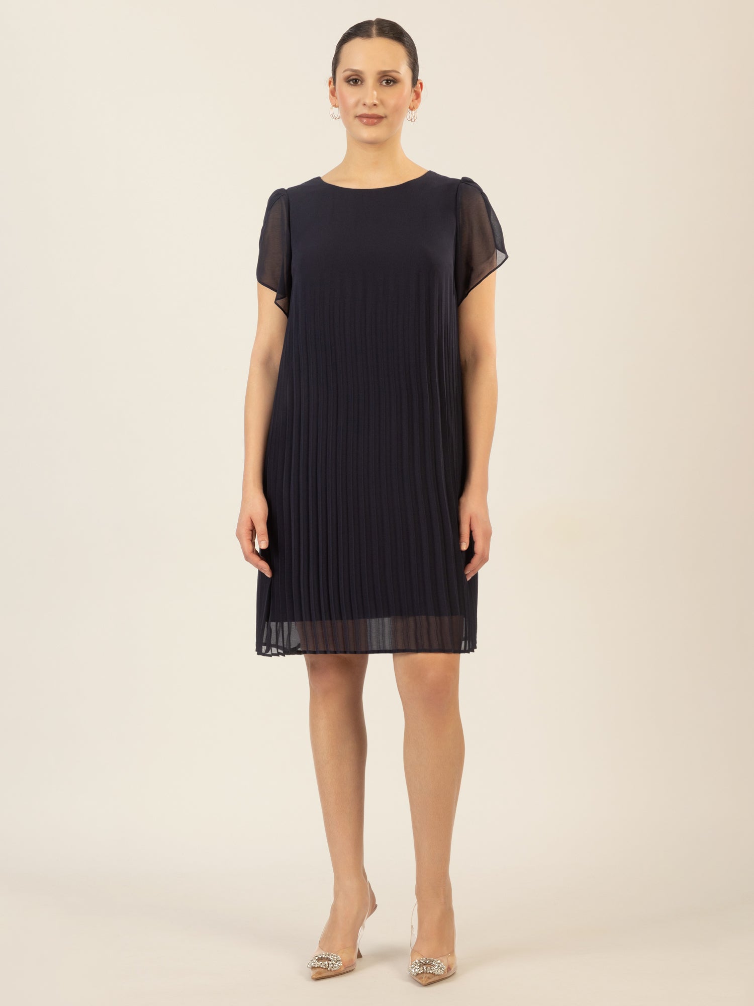 APART Chiffonkleid aus einem leicht körnigen Georgette | nachtblau