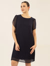 APART Chiffonkleid aus einem leicht körnigen Georgette | nachtblau