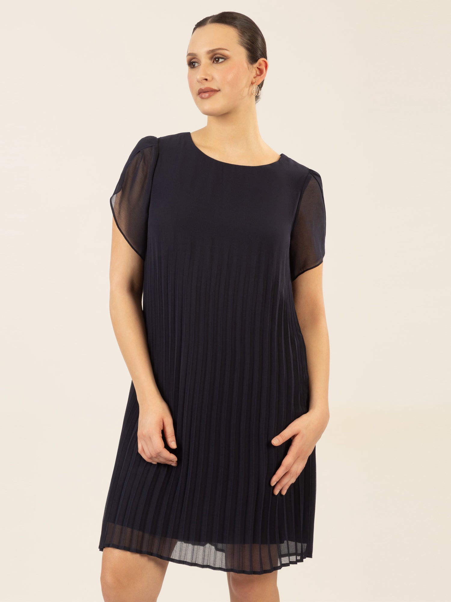 APART Chiffonkleid aus einem leicht körnigen Georgette | nachtblau