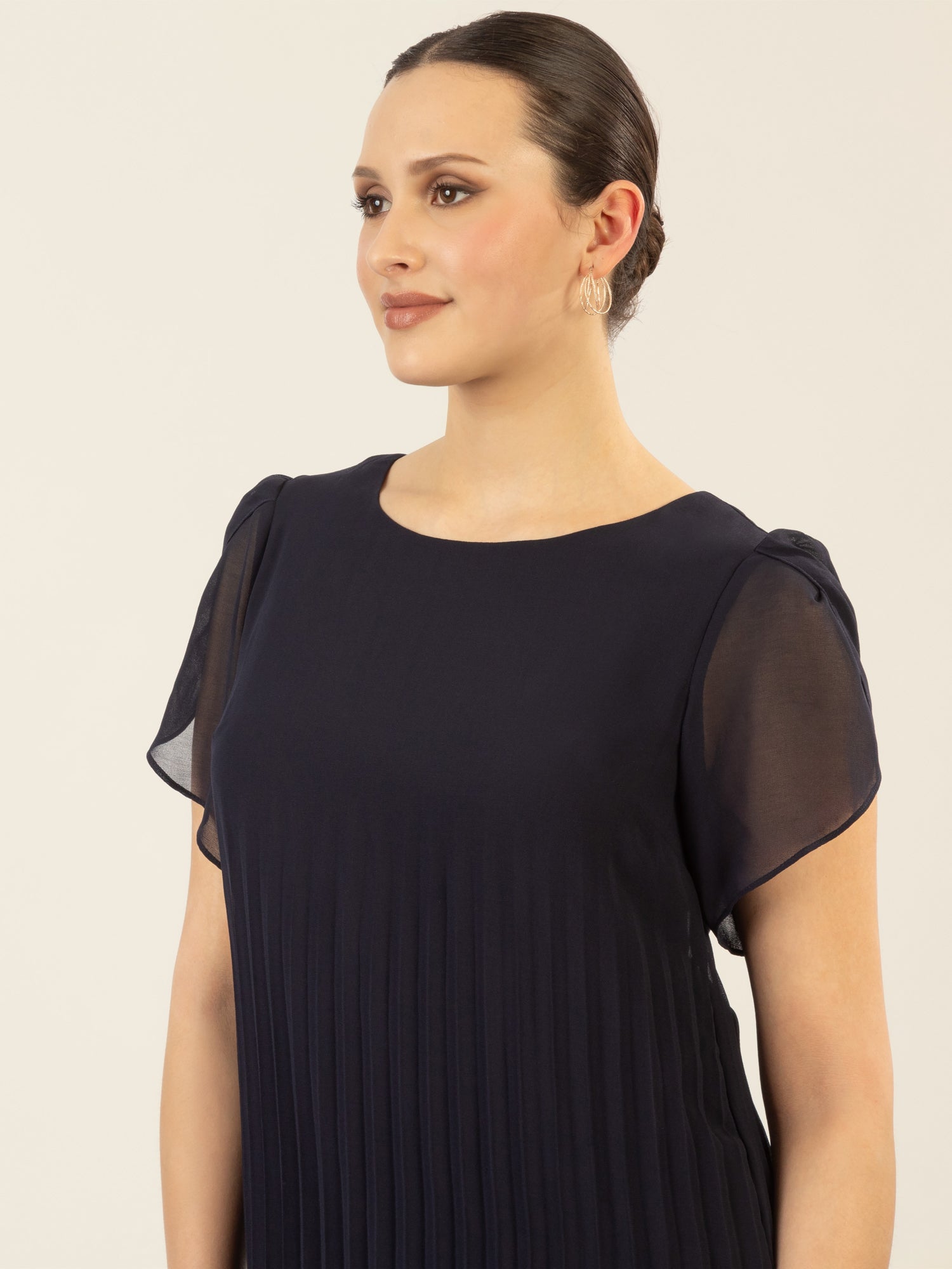 APART Chiffonkleid aus einem leicht körnigen Georgette | nachtblau