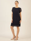 APART Chiffonkleid aus einem leicht körnigen Georgette | nachtblau