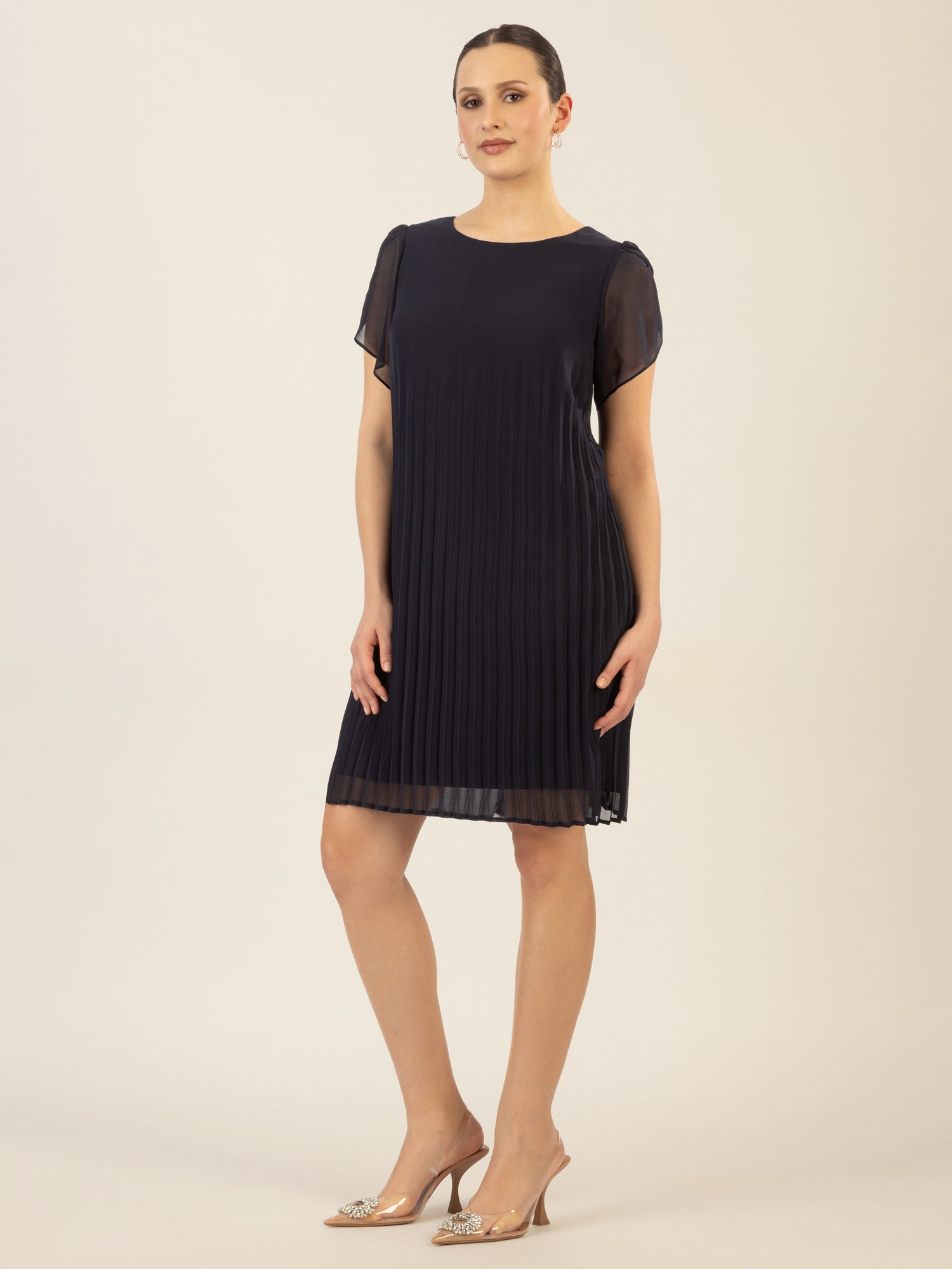 APART Chiffonkleid aus einem leicht körnigen Georgette | nachtblau