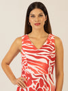 APART kurzes Kleid aus Jersey-Stoff, allover mit grafischem Print | koralle-multicolor