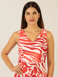 APART kurzes Kleid aus Jersey-Stoff, allover mit grafischem Print | koralle-multicolor