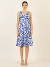APART kurzes Kleid aus Jersey-Stoff, allover mit grafischem Print | royalblau-creme