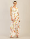 APART Abendkleid mit Blumenmuster | creme-multicolor