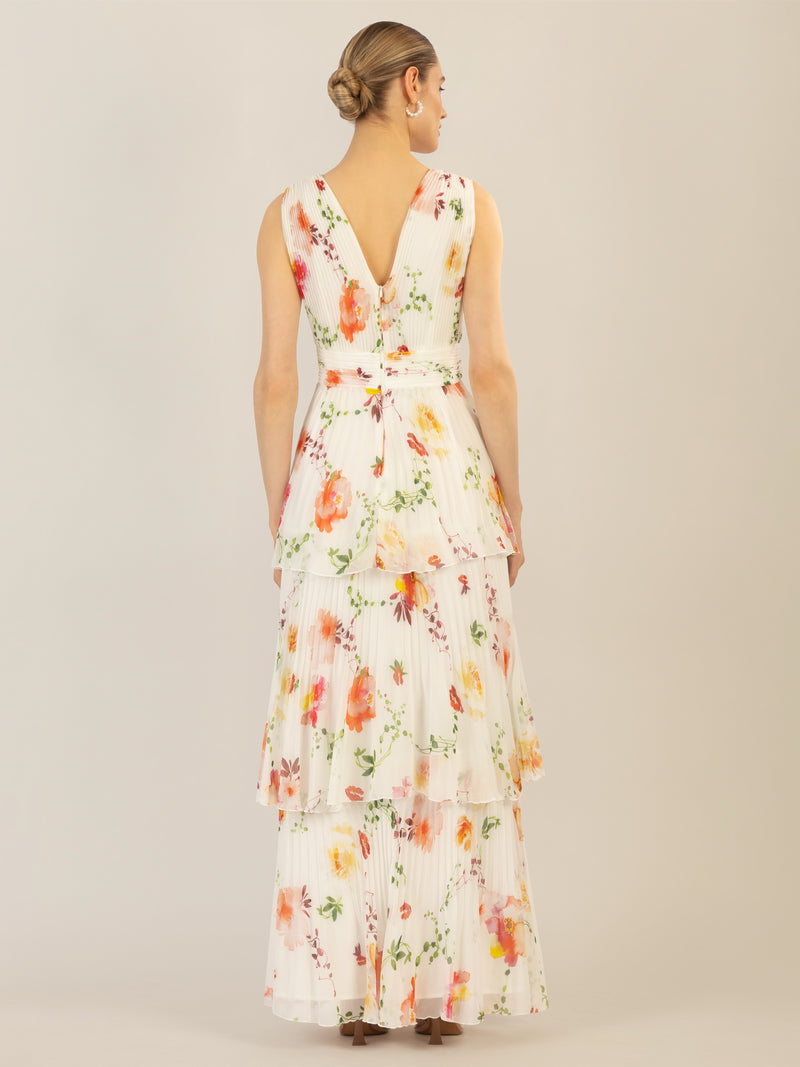 APART Abendkleid mit Blumenmuster | creme-multicolor
