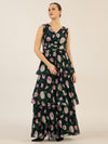 APART Abendkleid mit Blumenmuster | nachtblau-multicolor