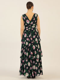 APART Abendkleid mit Blumenmuster | nachtblau-multicolor