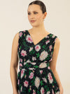 APART Abendkleid mit Blumenmuster | nachtblau-multicolor