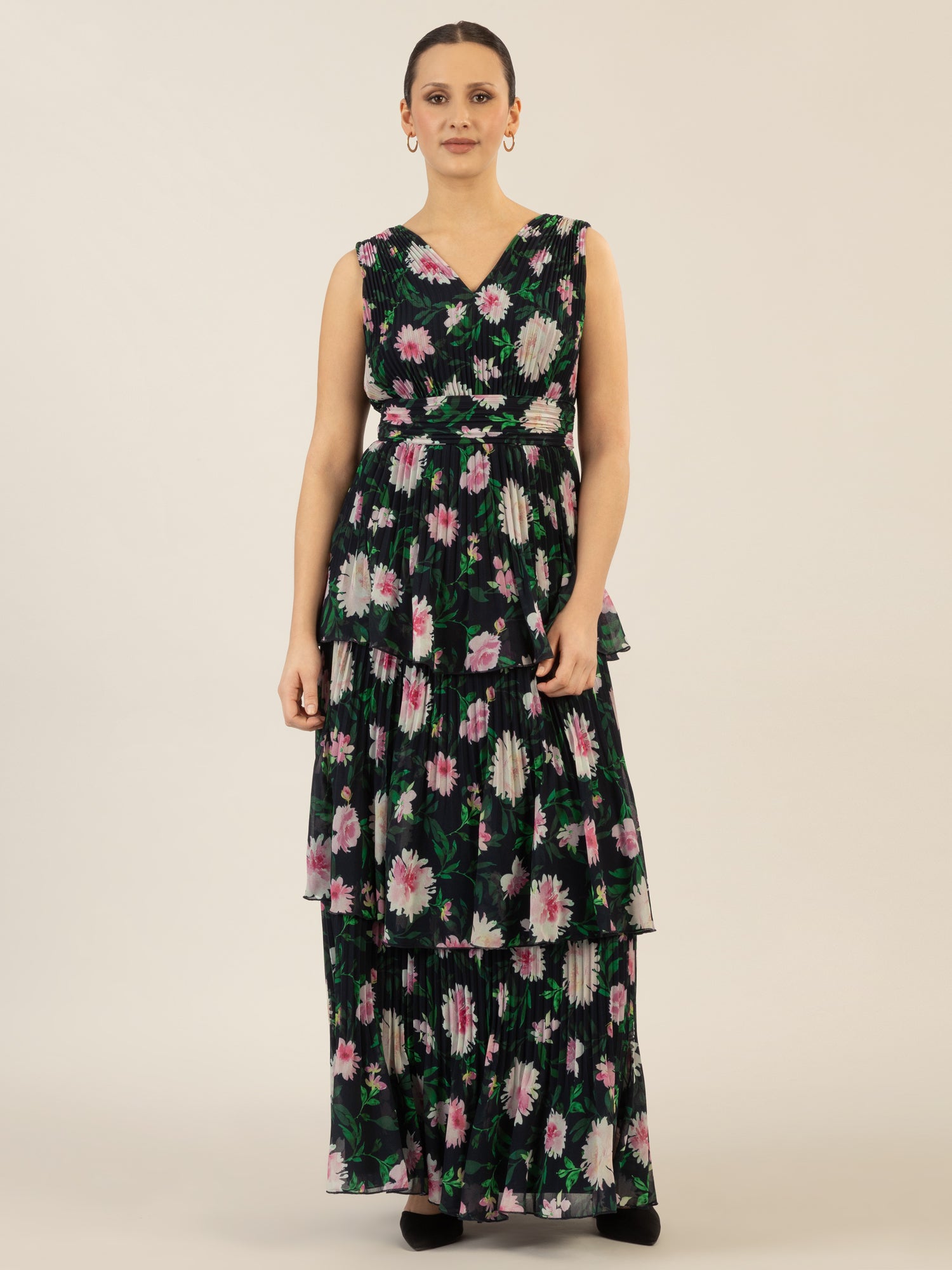 APART Abendkleid mit Blumenmuster | nachtblau-multicolor