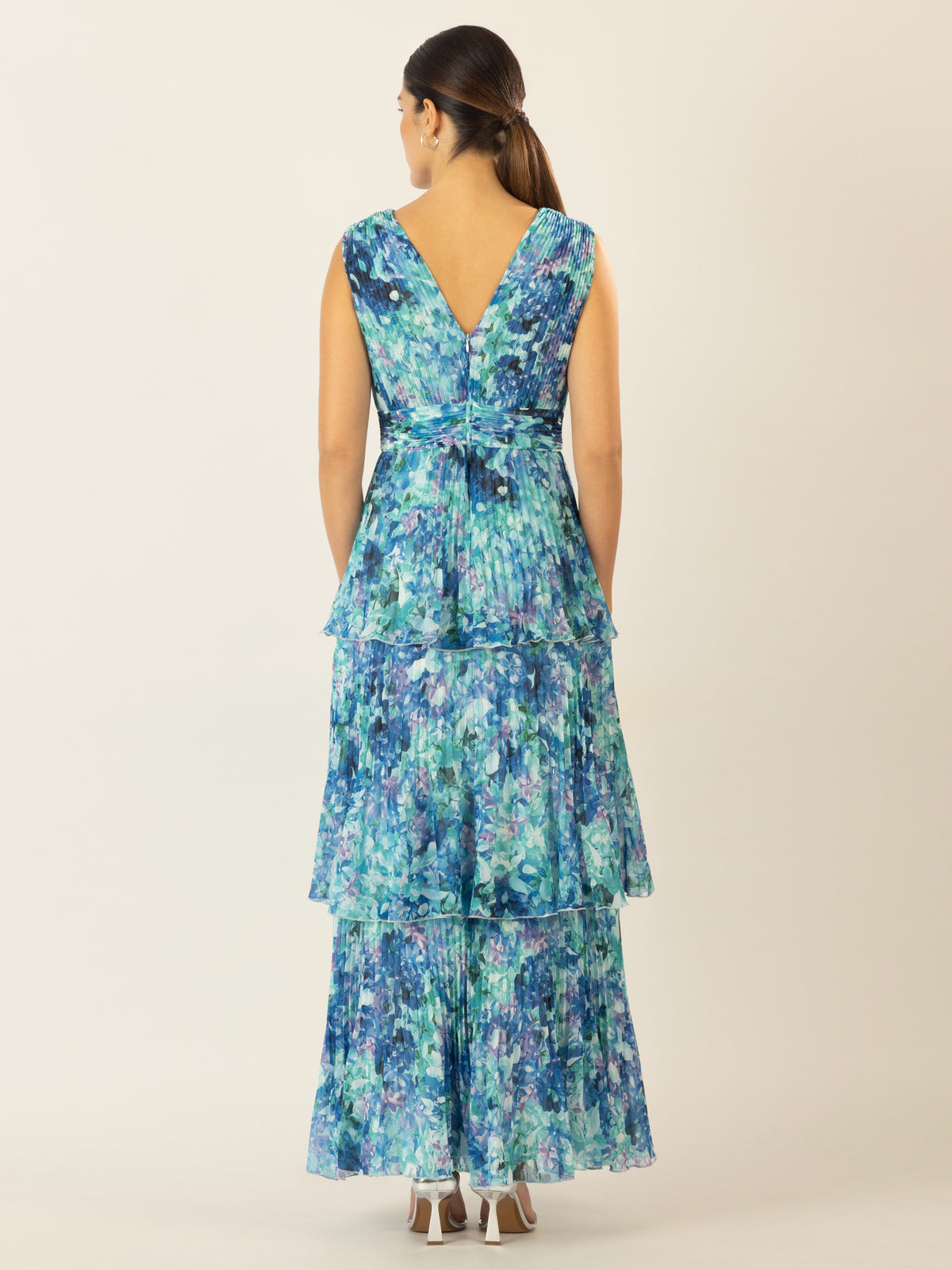 APART Abendkleid mit Blumenmuster | türkis-multicolor