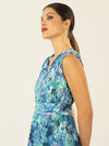 APART Abendkleid mit Blumenmuster | türkis-multicolor