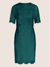 APART Spitzenkleid mit Spitzen-Bolerojäckchen | emerald