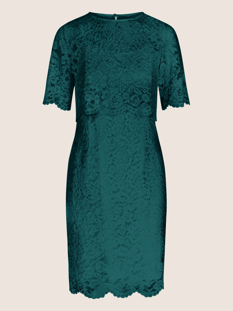 APART Spitzenkleid mit Spitzen-Bolerojäckchen | emerald