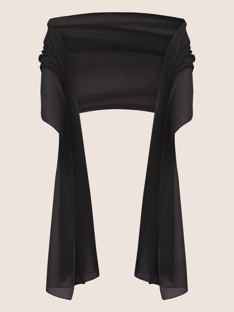 APART langes und breites Chiffontuch | schwarz