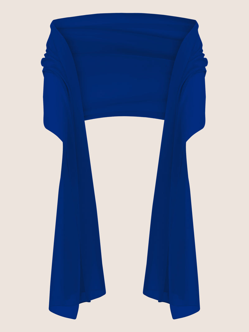 APART langes und breites Chiffontuch | royalblau