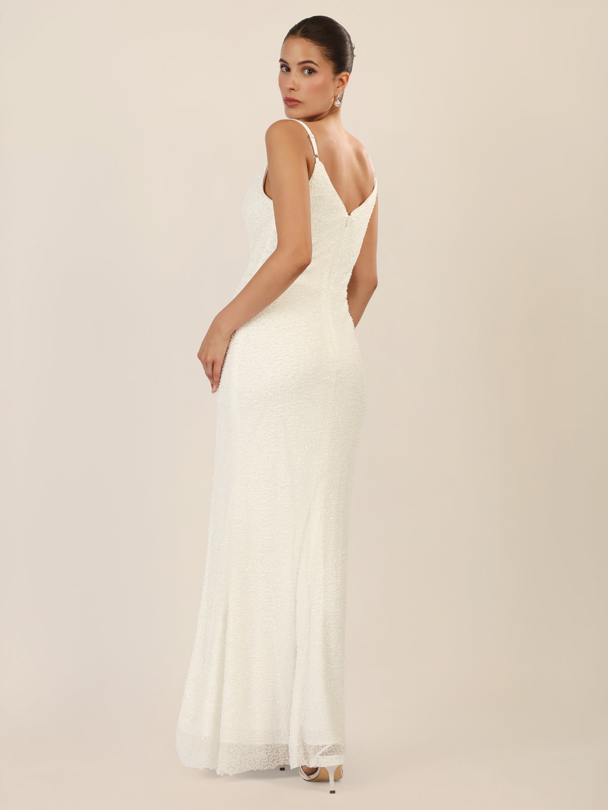 APART Abendkleid mit Wasserfall-Ausschnitt | creme