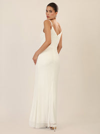 APART Abendkleid mit Wasserfall-Ausschnitt | creme