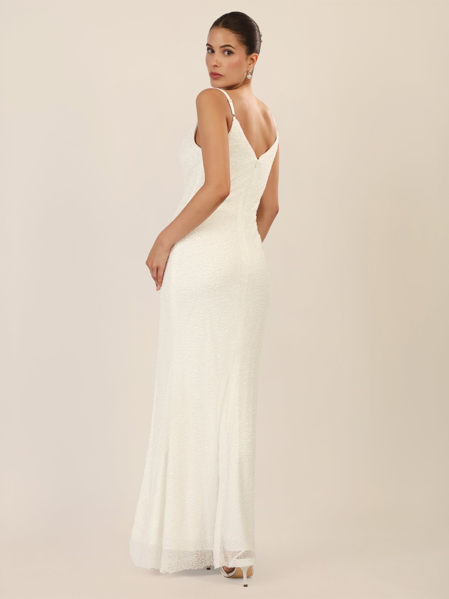 APART Abendkleid mit Wasserfall-Ausschnitt | creme