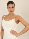 APART Abendkleid mit Wasserfall-Ausschnitt | creme