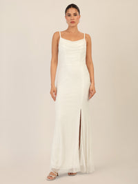 APART Abendkleid mit Wasserfall-Ausschnitt | creme
