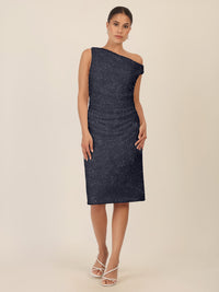 APART Perlenbesticktes Abendkleid mit Raffungen | schwarz-nachtblau
