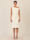 APART Perlenbesticktes Abendkleid mit Raffungen | creme