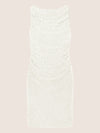 APART Perlenbesticktes Abendkleid mit Raffungen | creme