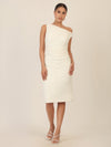 APART Perlenbesticktes Abendkleid mit Raffungen | creme