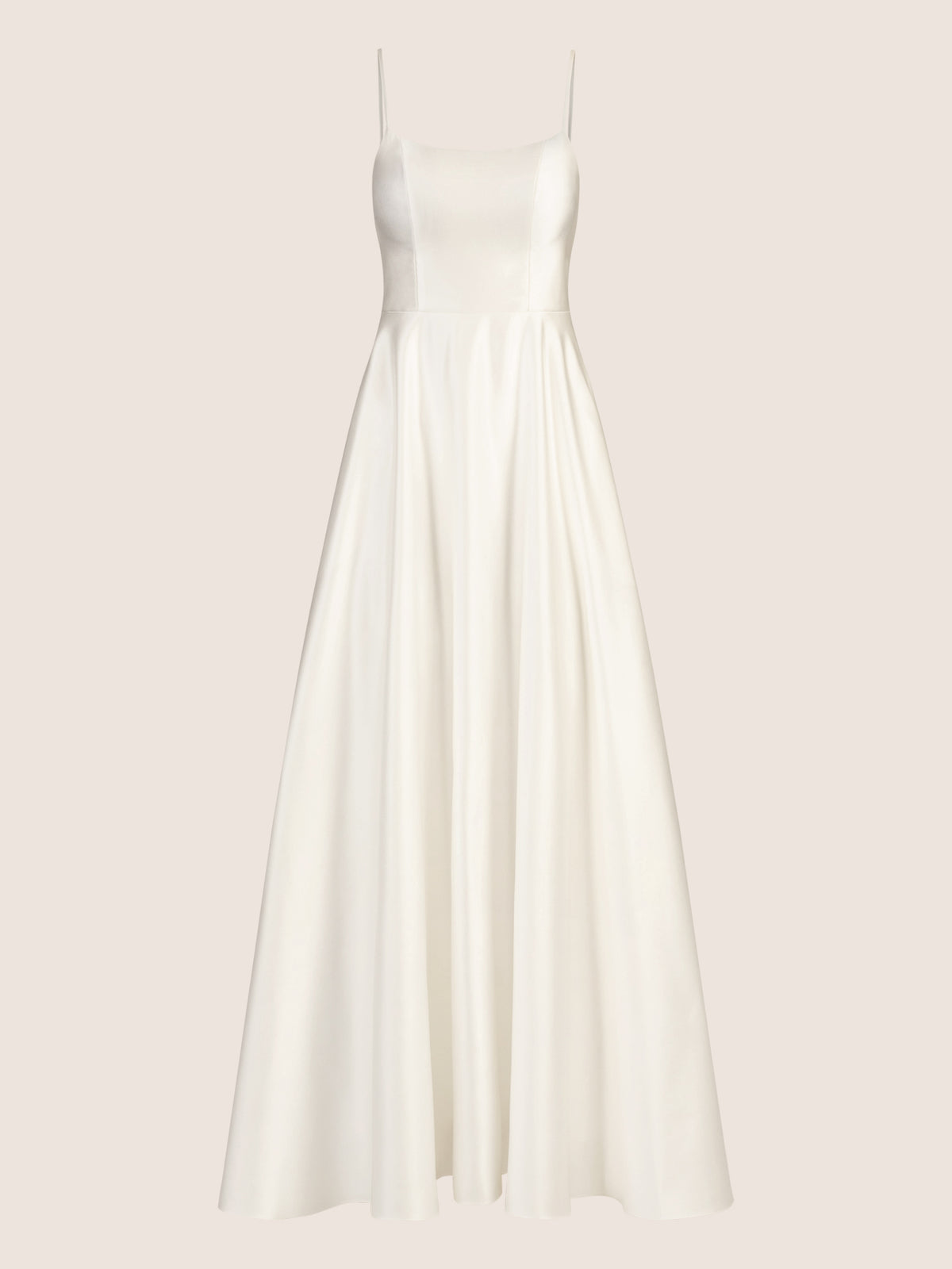 APART Langes Ballkleid aus Satin mit Spaghettiträgern | creme
