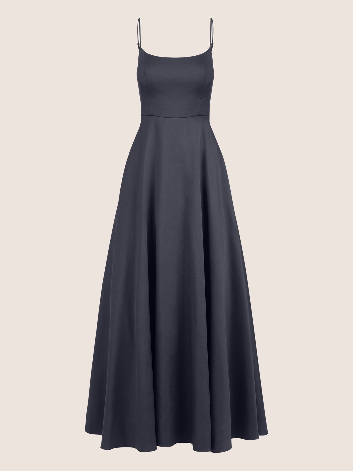 APART Langes Ballkleid aus Satin mit Spaghettiträgern | nachtblau
