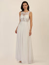 APART Abendkleid mit floraler Spitze und Tüll-Einsatz | creme