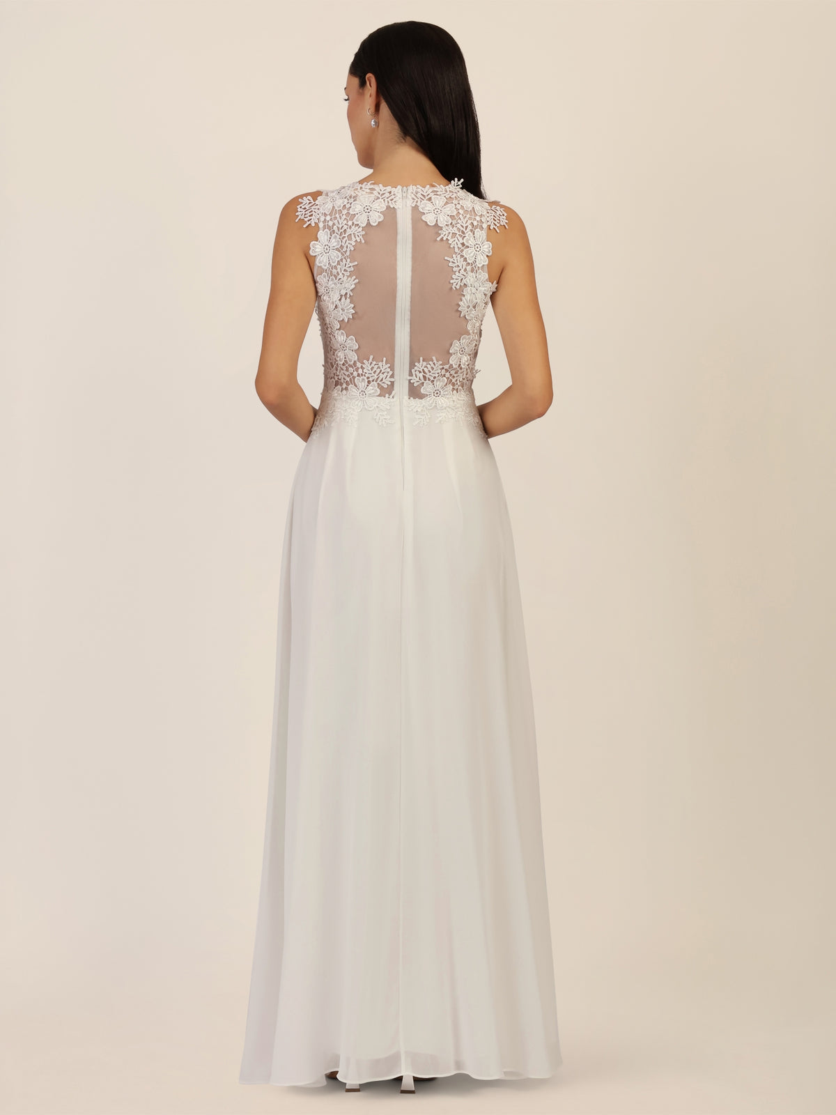 APART Abendkleid mit floraler Spitze und Tüll-Einsatz | creme