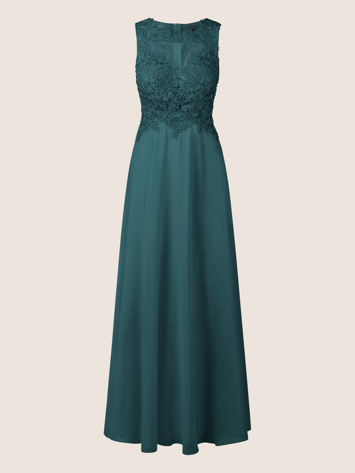APART Abendkleid mit floraler Spitze und Tüll-Einsatz | dunkelgrün