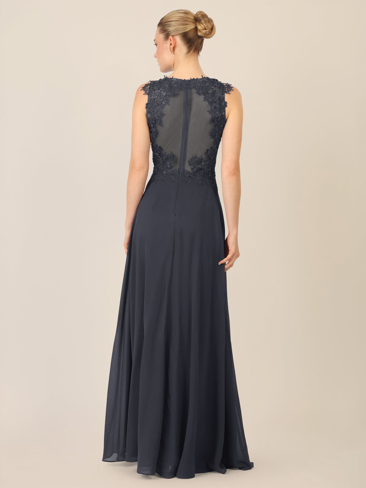 APART Abendkleid mit floraler Spitze und Tüll-Einsatz | nachtblau