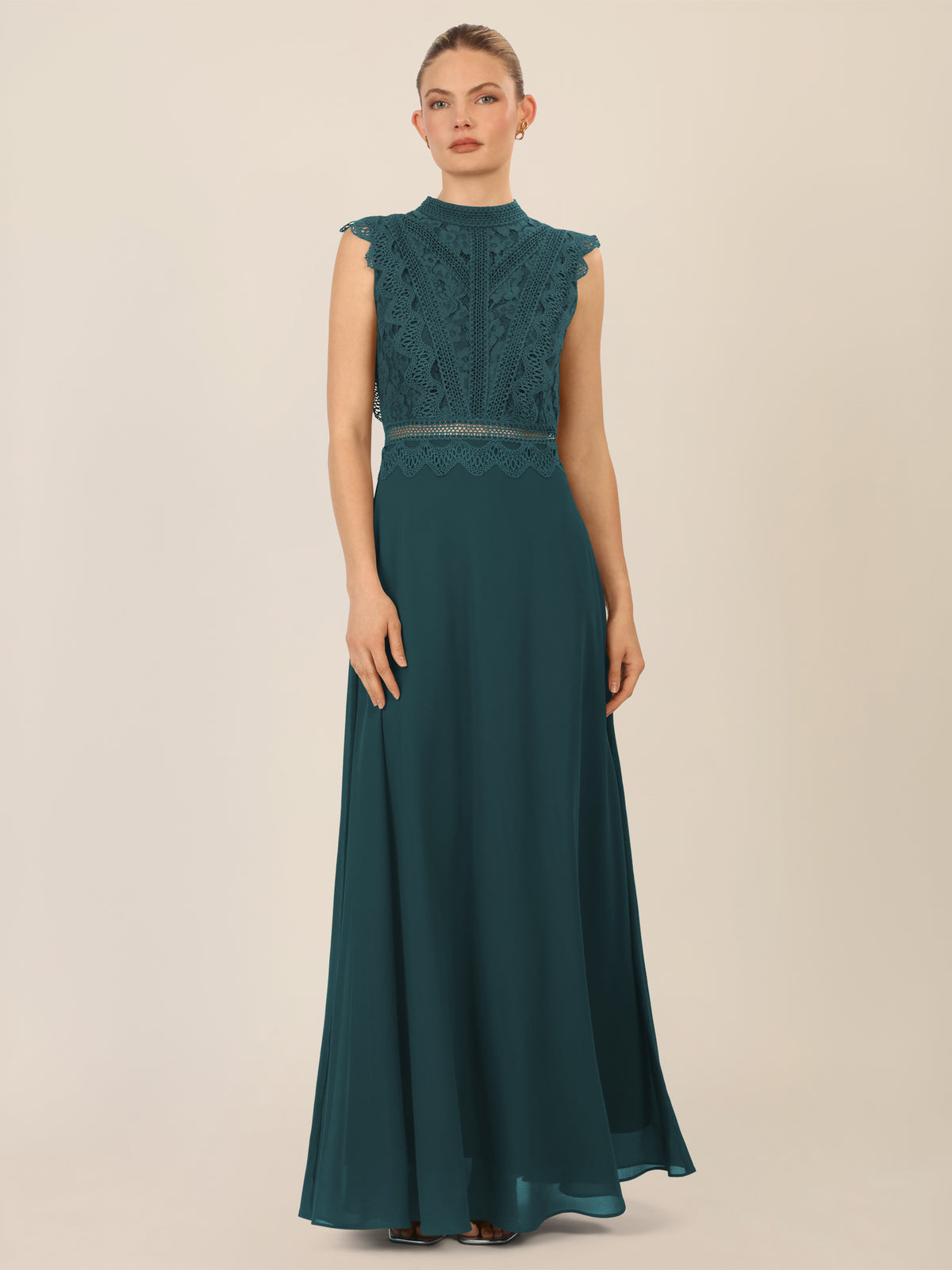 APART Abendkleid mit Spitze und transparentem Rückenteil | dunkelgrün