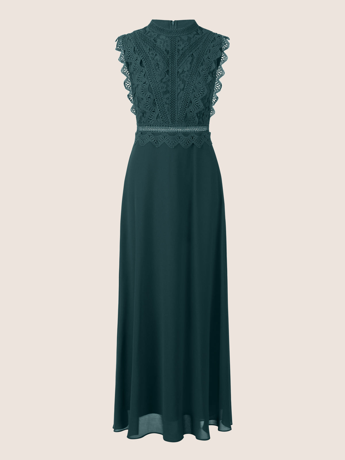 APART Abendkleid mit Spitze und transparentem Rückenteil | dunkelgrün