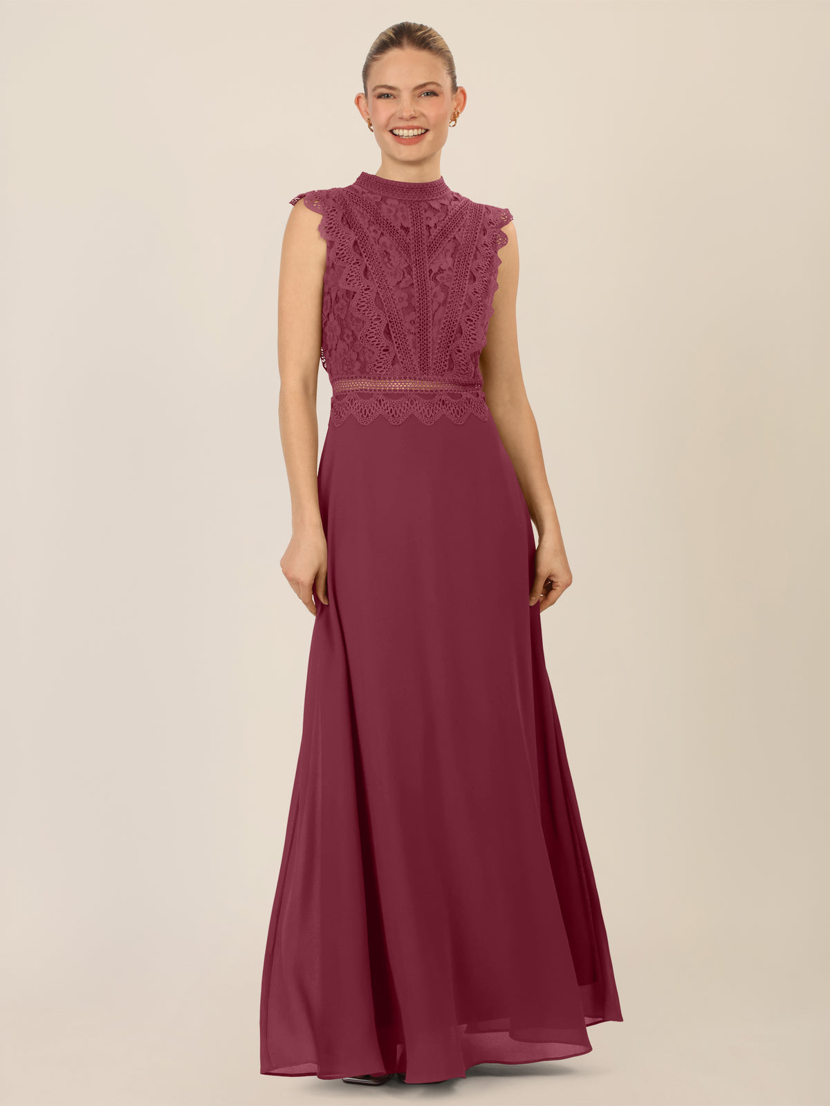 APART Abendkleid mit Spitze und transparentem Rückenteil | bordeauxrot