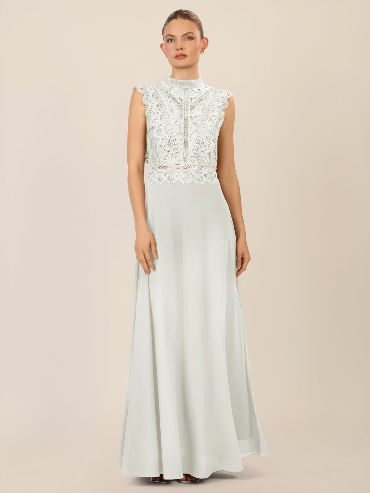 APART Abendkleid mit Spitze und transparentem Rückenteil | creme