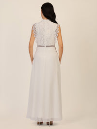 APART Abendkleid mit Spitze und transparentem Rückenteil | creme