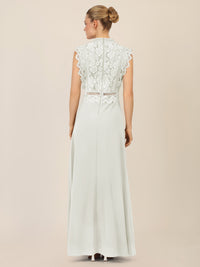 APART Abendkleid mit Spitze und transparentem Rückenteil | creme