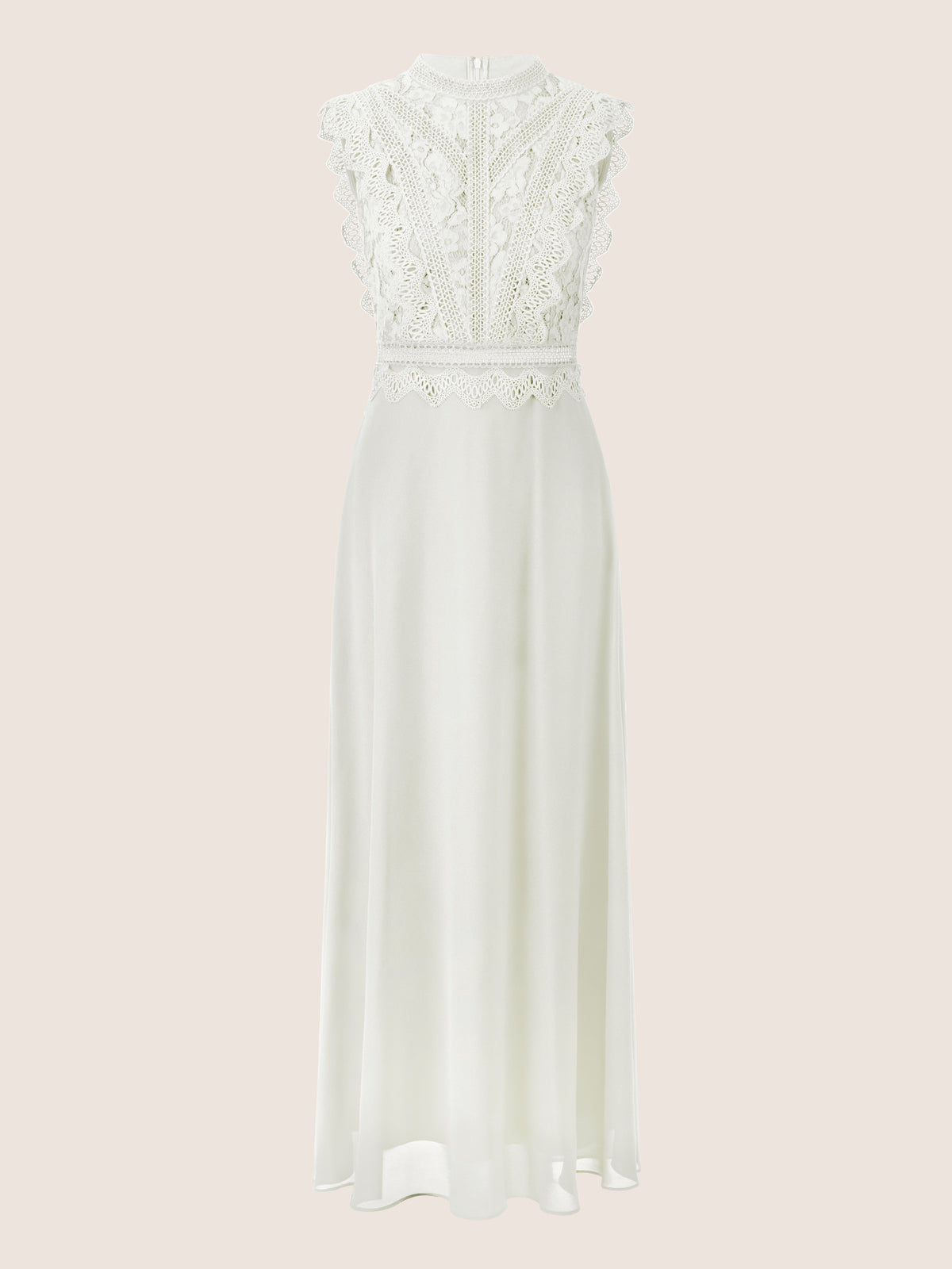 APART Abendkleid mit Spitze und transparentem Rückenteil | creme