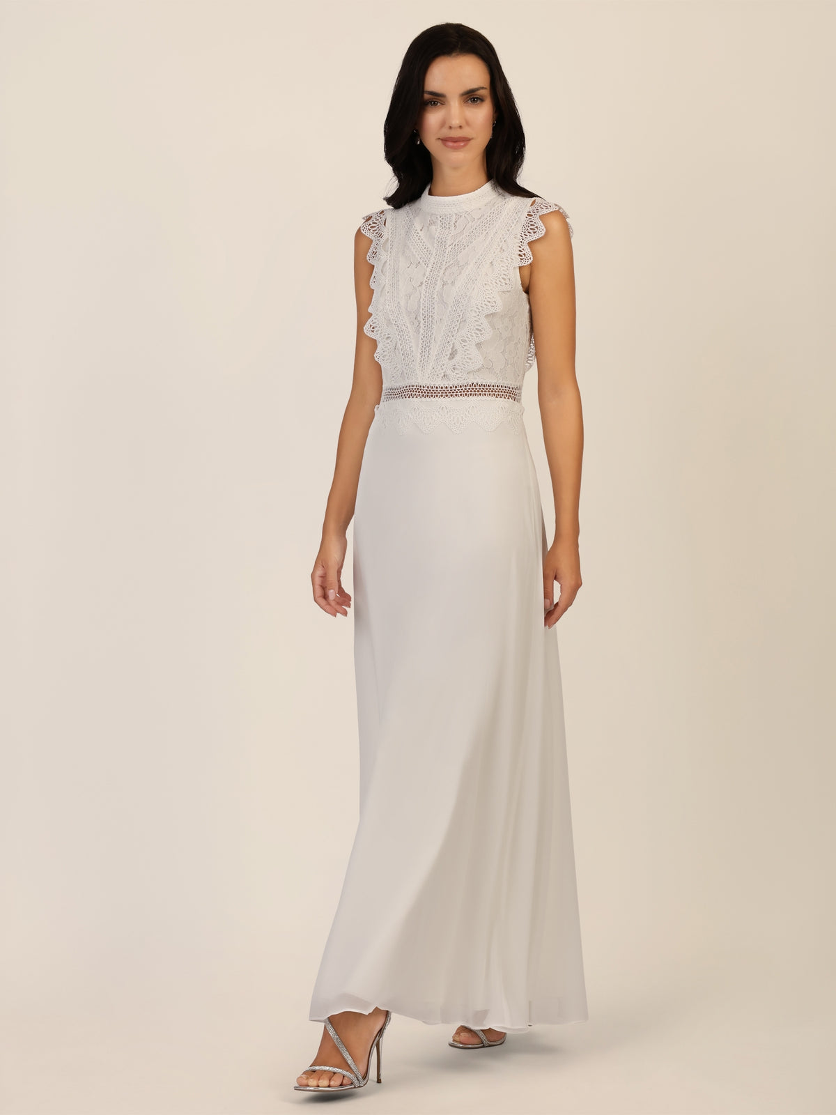 APART Abendkleid mit Spitze und transparentem Rückenteil | creme