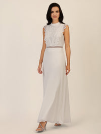 APART Abendkleid mit Spitze und transparentem Rückenteil | creme