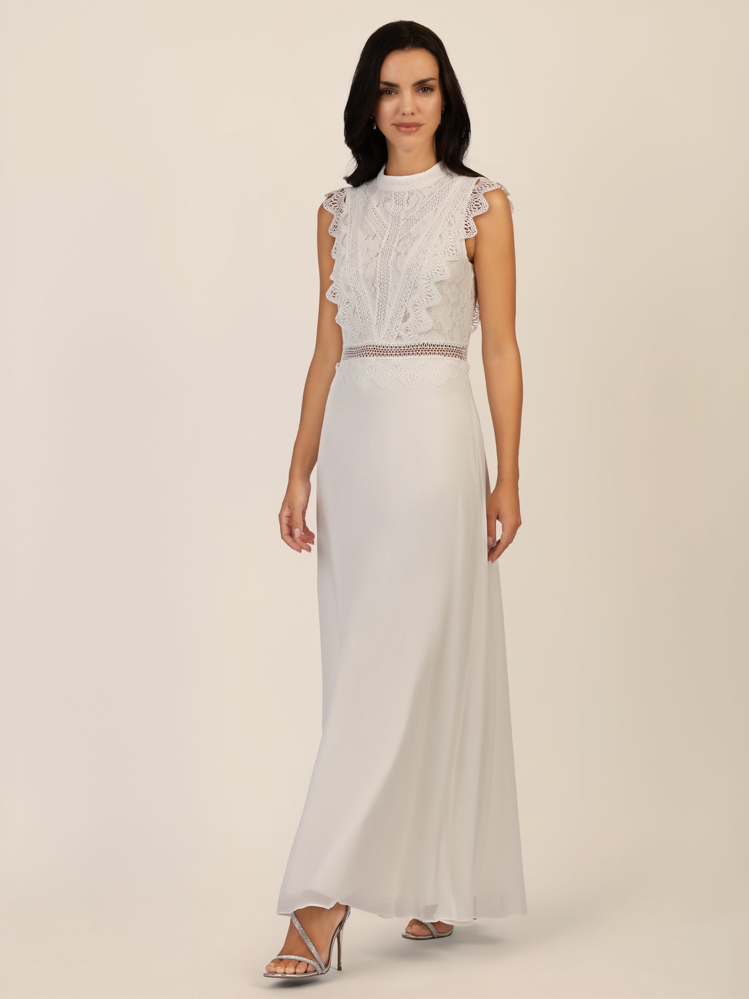 APART Abendkleid mit Spitze und transparentem Rückenteil | creme