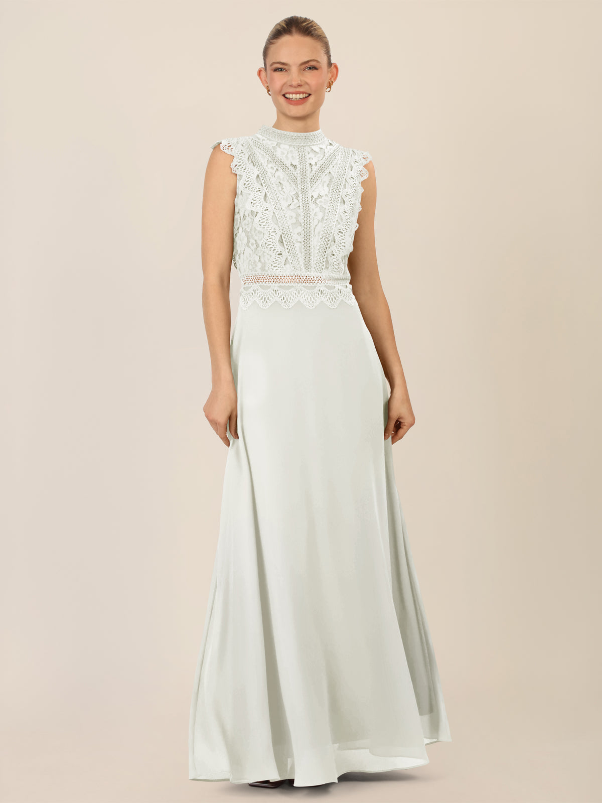 APART Abendkleid mit Spitze und transparentem Rückenteil | creme